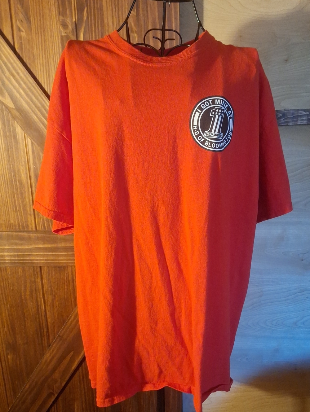 Gildan Harley-Davidson Themed Orange Short Sleeve Tee with Chest Logo